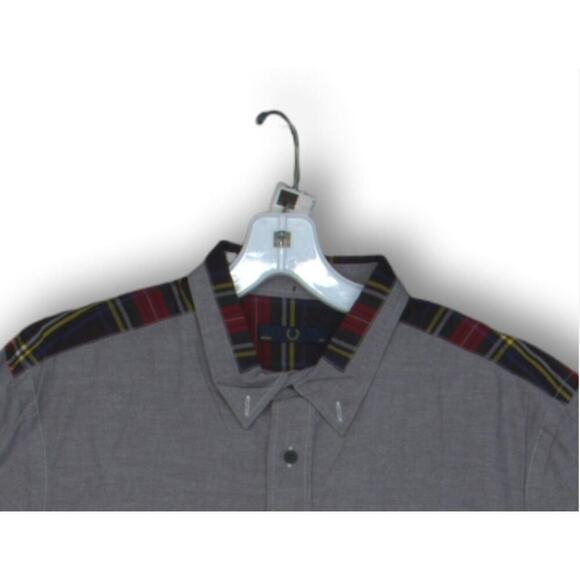 Fred Perry Gray Cotton Plaid Long‎ Sleeve Pocket Button-up 40 - Picture 3 of 5